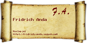 Fridrich Anda névjegykártya